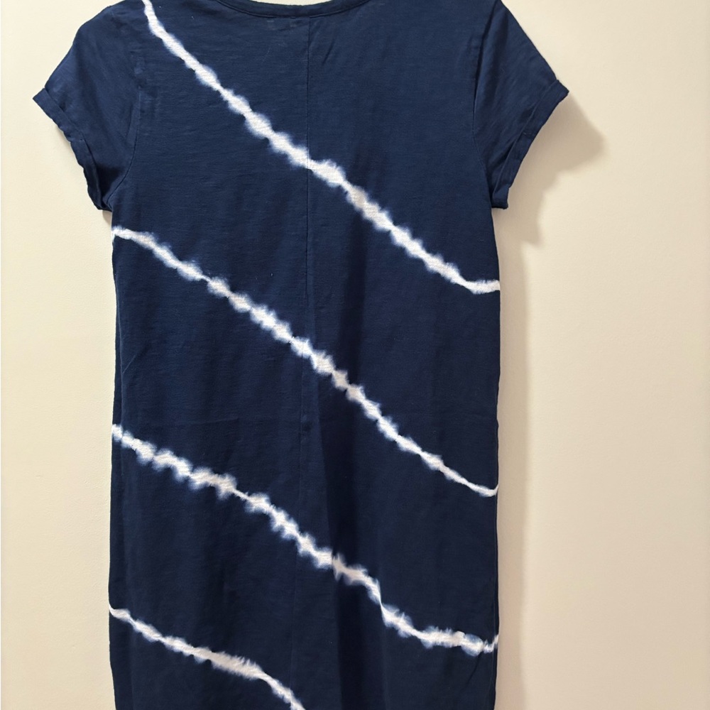 GAP Blue and White Casual Midi T-Shirt Dress - Picture 3 of 4